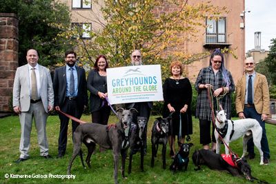 Greyhound conference attendees and dogs