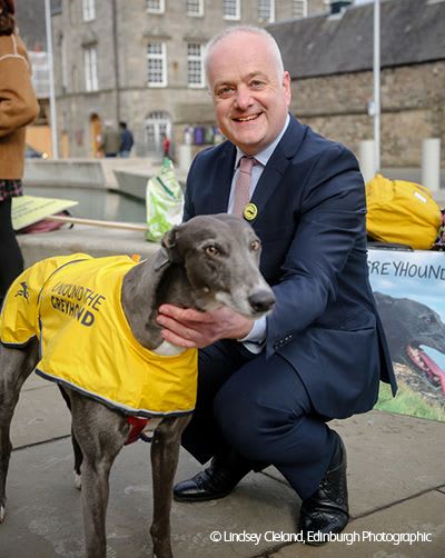 Mark Ruskell MSP with greyhound.