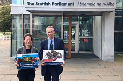 Crustacean Compassion and OneKind outside Scottish Parliament