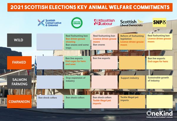 Scottish political parties commitments on animal welfare
