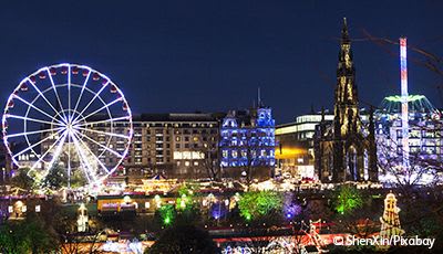 Christmas funfair and markets in Edinburgh.