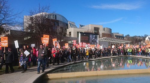 Fox hunting demo outside Scottish Parliament